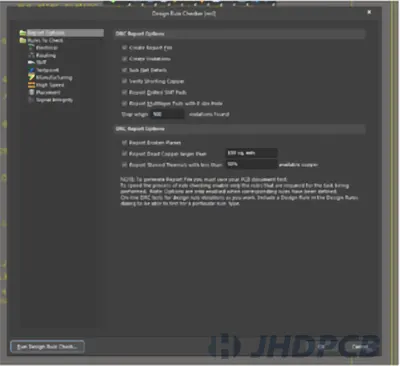 Design rule check dialog