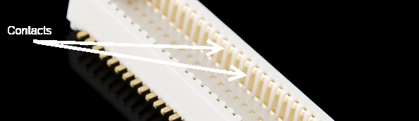 The contacts on this connector are conspicuously visible